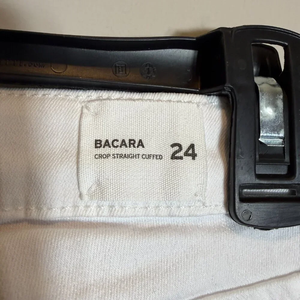 Hudson Bacara Low Rise Crop Straight Leg Cuffed Denim Jeans Women's 24 White NWT